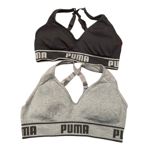 Puma Set of 2 Adjustable Full-Coverage Wire-Free Sports Bras Small Gray Black - Picture 1 of 7